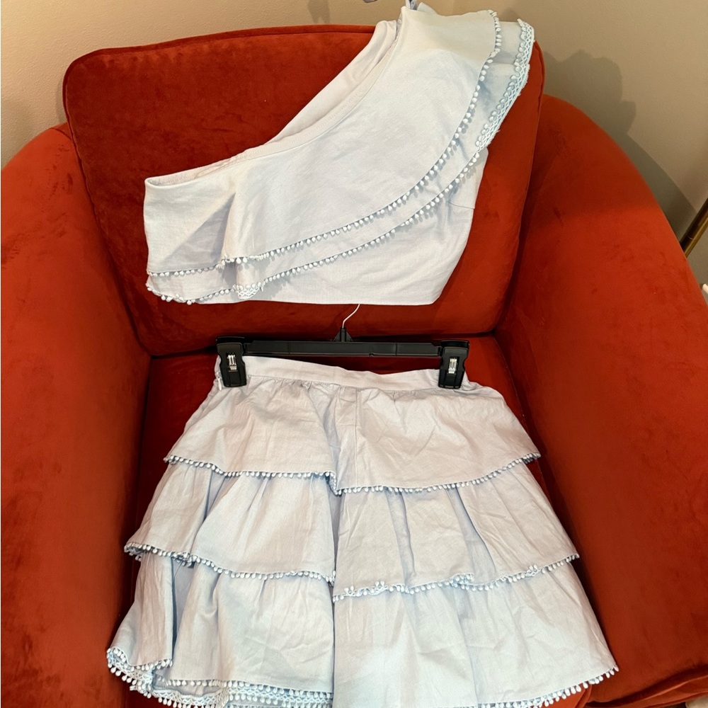 Light Blue Ruffled Two-Piece Set - Picture 3 of 6
